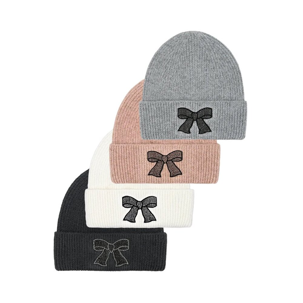 6. C.C Rhinestone Ribbon Embellished Beanie Winter Hat Women’s NWT